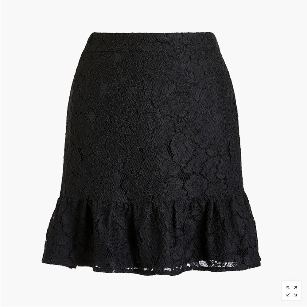 NWT J. Crew black lace mini skirt. Size 2